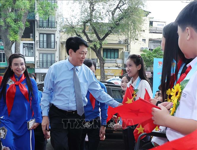 Chủ tịch nước Lương Cường dự Lễ tuyên dương Cháu ngoan Bác Hồ toàn quốc lần thứ X, năm 2025. Ảnh: Lâm Khánh – TTXVN