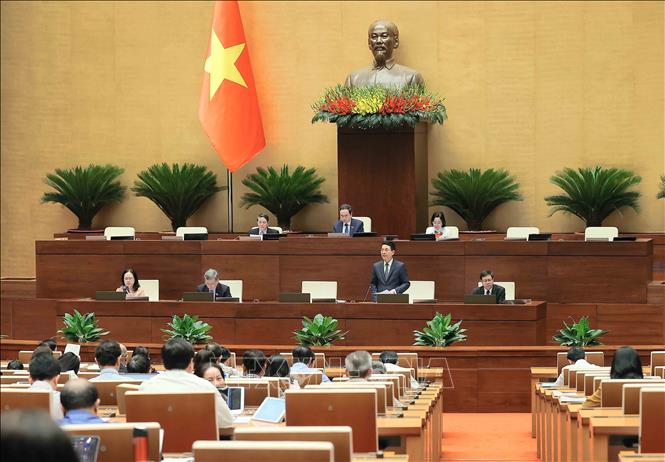 Bộ trưởng Bộ Khoa học và Công nghệ Nguyễn Mạnh Hùng giải trình, làm rõ một số vấn đề đại biểu Quốc hội nêu. Ảnh: An Đăng - TTXVN