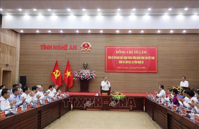 Tổng Bí thư Tô Lâm tại buổi làm việc. Ảnh: Thống Nhất – TTXVN