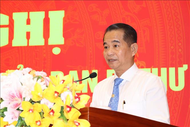 Ông Thái Bảo, Phó Bí thư Tỉnh ủy Đồng Nai, phát biểu nhận nhiệm vụ. Ảnh: Sỹ Tuyên - TTXVN