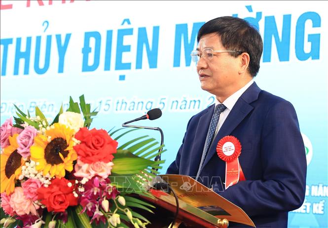 Chủ tịch UBND tỉnh Điện Biên Lê Thành Đô phát biểu tại Lễ khánh thành nhà máy thủy điện Mường Mươn. Ảnh: Trung Kiên – TTXVN
