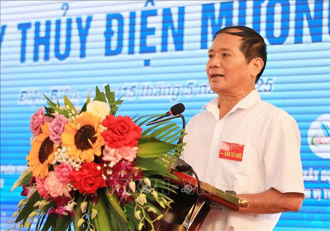 Ông Nguyễn Văn Quân, đại diện cổ đông phát biểu tại Lễ khánh thành nhà máy thủy điện Mường Mươn. Ảnh: Trung Kiên - TTXVN