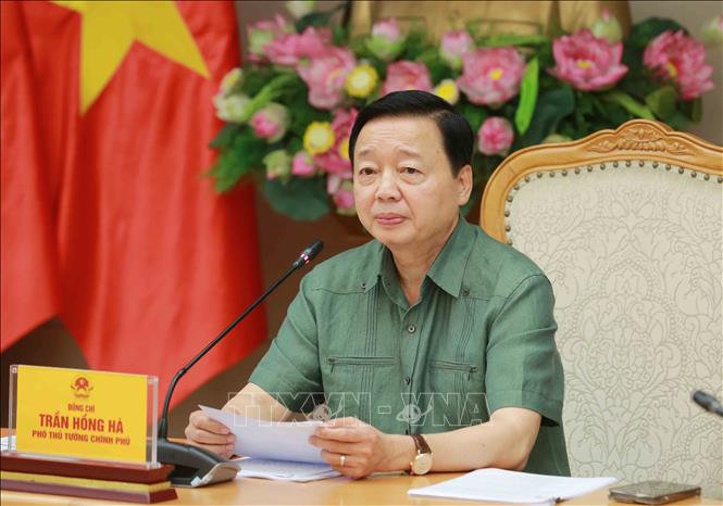 Phó Thủ tướng Trần Hồng Hà phát biểu chỉ đạo cuộc họp. Ảnh: Phương Hoa - TTXVN