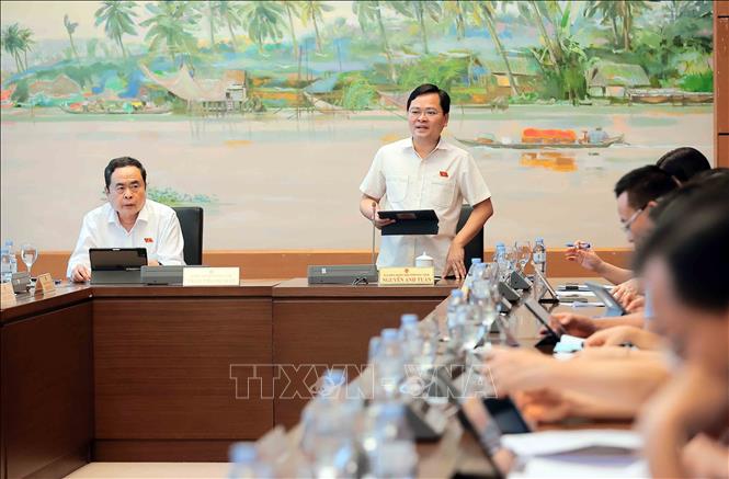 Đại biểu Quốc hội tỉnh Bắc Ninh Nguyễn Anh Tuấn phát biểu. Ảnh: An Đăng - TTXVN