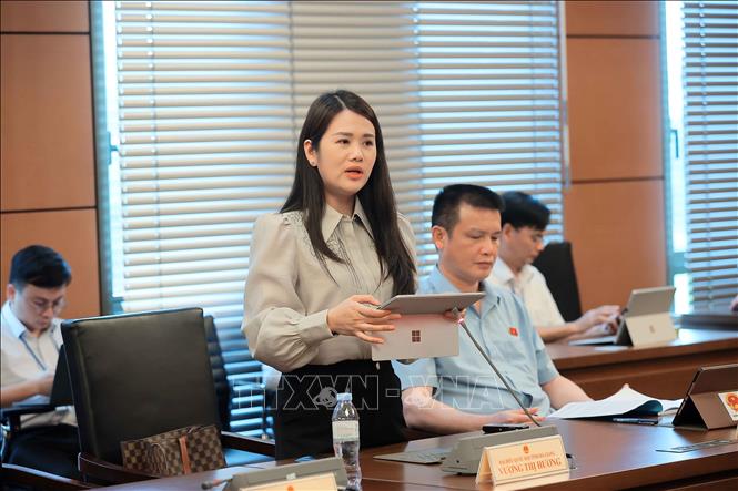 Đại biểu Quốc hội tỉnh Hà Giang Vương Thị Hương phát biểu. Ảnh: An Đăng - TTXVN