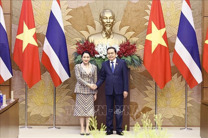 Chủ tịch Quốc hội Trần Thanh Mẫn hội kiến Thủ tướng Thái Lan Paetongtarn Shinawatra. Ảnh: Doãn Tấn - TTXVN