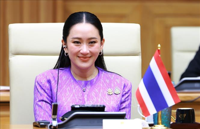 Thủ tướng Thái Lan Paetongtarn Shinawatra phát biểu tại Kỳ họp lần thứ 4 Nội các chung Việt Nam – Thái Lan. Ảnh: Dương Giang-TTXVN 

