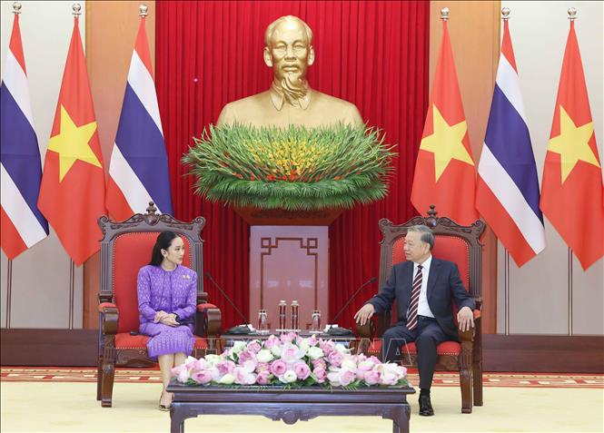 Tổng Bí thư Tô Lâm tiếp Thủ tướng Thái Lan Paetongtarn Shinawatra. Ảnh: Thống Nhất – TTXVN