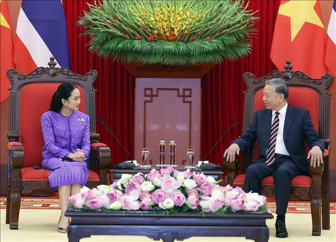 Tổng Bí thư Tô Lâm tiếp Thủ tướng Thái Lan Paetongtarn Shinawatra. Ảnh: Thống Nhất – TTXVN