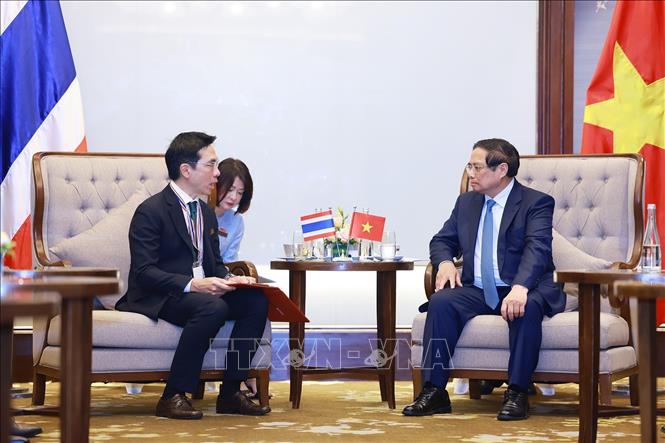Thủ tướng Phạm Minh Chính tiếp ông Chanavat Uahwatanasakul, Giám đốc phát triển Tập đoàn Central (Thái Lan). Ảnh: Dương Giang-TTXVN
