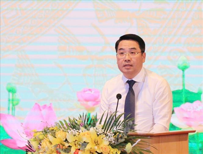 Chủ tịch UBND tỉnh Yên Bái Nguyễn Tuấn Anh phát biểu tại Lễ tuyên dương. Ảnh: Đinh Thùy - TTXVN