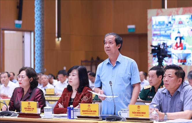 Bộ trưởng Bộ Giáo dục và Đào tạo Nguyễn Kim Sơn phát biểu. Ảnh: Dương Giang-TTXVN 