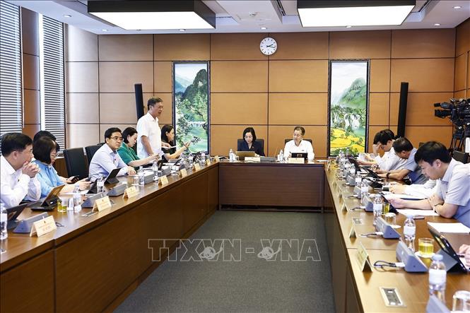 Đoàn đại biểu Quốc hội các tỉnh Ninh Bình, Hưng Yên, Gia Lai và TP Đà Nẵng thảo luận ở tổ. Ảnh: Doãn Tấn - TTXVN