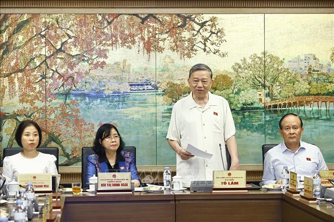 Tổng Bí thư Tô Lâm, Đại biểu Quốc hội thành phố Hà Nội phát biểu. Ảnh: Doãn Tấn - TTXVN
