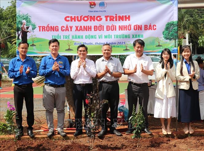 Ban tổ chức trồng cây tại Lễ ra quân. Ảnh: Nhật Bình – TTXVN