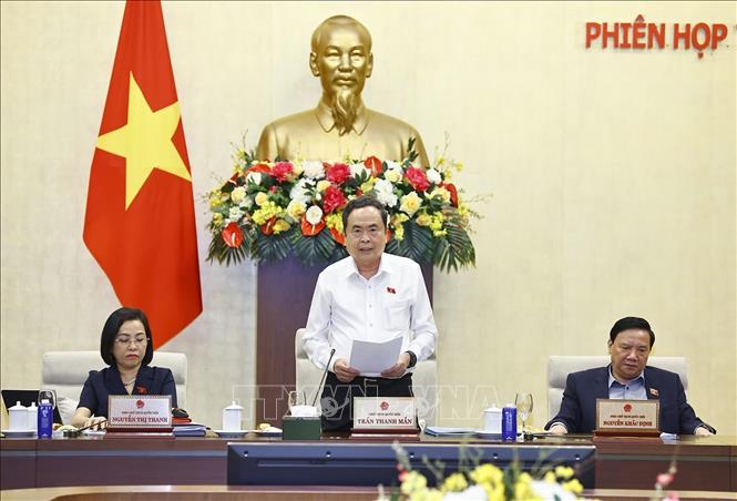 Chủ tịch Quốc hội Trần Thanh Mẫn phát biểu bế mạc Phiên họp. Ảnh: Doãn Tấn - TTXVN