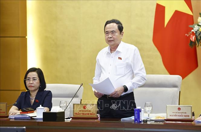 Chủ tịch Quốc hội Trần Thanh Mẫn phát biểu bế mạc Phiên họp. Ảnh: Doãn Tấn - TTXVN