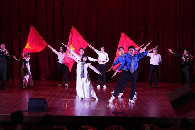 Một tiết mục sân khấu hóa tham gia cuộc thi. Ảnh: TTXVN phát