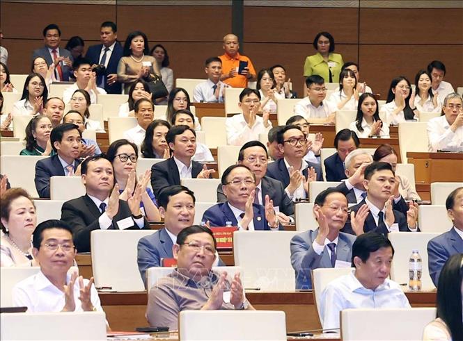 Các đại biểu dự hội nghị tại điểm cầu chính Hội trường Diên Hồng, Nhà Quốc hội. Ảnh: Thống Nhất – TTXVN