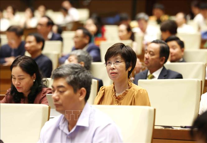 Đại biểu tham dự hội nghị tại điểm cầu chính Hội trường Diên Hồng, Nhà Quốc hội. Ảnh: Phương Hoa - TTXVN