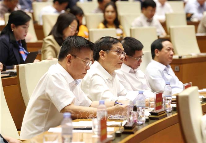 Đại biểu tham dự hội nghị tại điểm cầu chính Hội trường Diên Hồng, Nhà Quốc hội. Ảnh: Phương Hoa - TTXVN