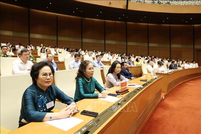 Đại biểu tham dự hội nghị tại điểm cầu chính Hội trường Diên Hồng, Nhà Quốc hội. Ảnh: Phương Hoa - TTXVN