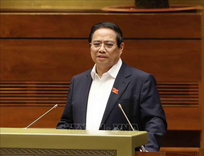 Prime Minister Pham Minh Chinh speaks at the conference. VNA Photo