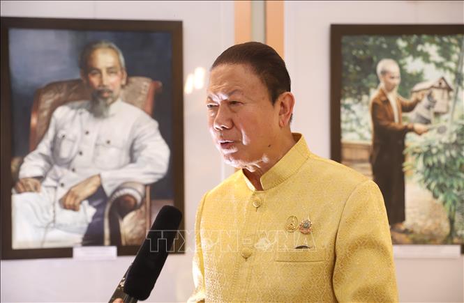 Ông Sanan Angubolkul, Chủ tịch Hội hữu nghị Thái Lan-Việt Nam cho biết luôn dành sự kính trọng cao nhất đối với Chủ tịch Hồ Chí Minh. Ảnh: Huy Tiến - PV TTXVN tại Thái Lan