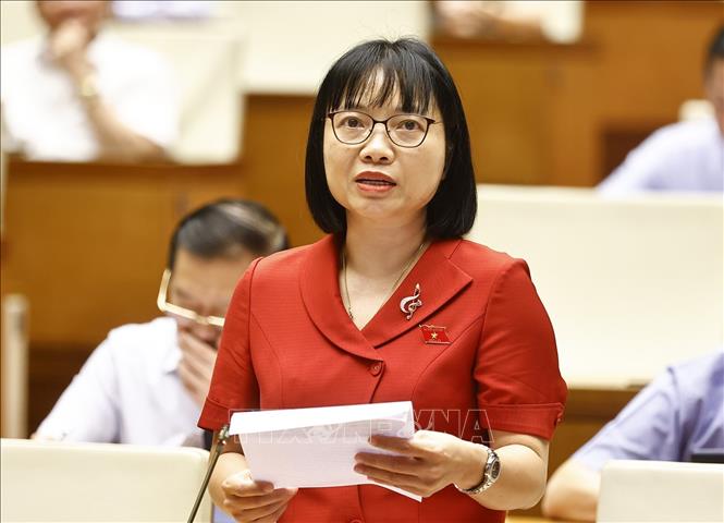 Đại biểu Quốc hội tỉnh Hải Dương Nguyễn Thị Việt Nga phát biểu. Ảnh: Doãn Tấn - TTXVN