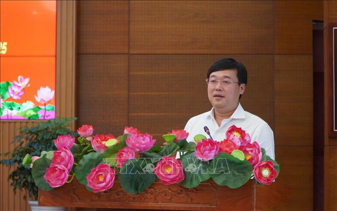Bí thư Tỉnh ủy Đồng Tháp Lê Quốc Phong phát biểu tại buổi lễ. Ảnh: Nhựt An - TTXVN
