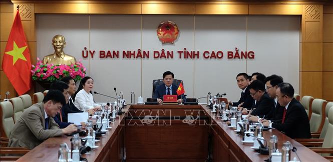 Đoàn đại biểu tỉnh Cao Bằng tham dự hội nghị.  Ảnh: Chu Hiệu-TTXVN