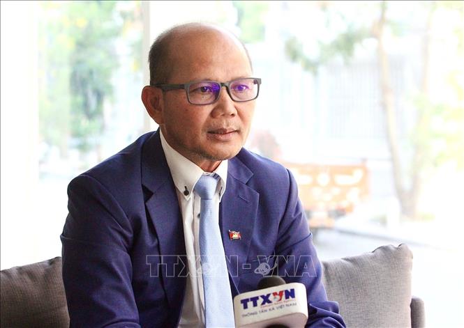 Ông Uch Leang - Chủ tịch CAVA, quyền Vụ trưởng Vụ Nghiên cứu Á-Phi và Trung Đông, Học viện Quan hệ Quốc tế Campuchia thuộc RAC - nhận định Đảng và Nhà nước Việt Nam đang kế tục, phát huy thành công những di sản của Chủ tịch Hồ Chí Minh, đưa đất nước Việt Nam bước vào kỷ nguyên mới. Ảnh: Quang Anh – PV TTXVN tại Campuchia
