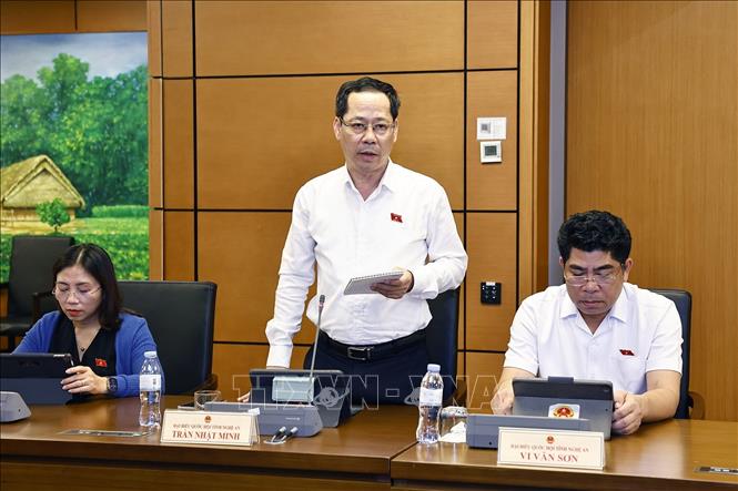 Đại biểu Quốc hội tỉnh Nghệ An Trần Nhật Minh phát biểu. Ảnh: Doãn Tấn - TTXVN