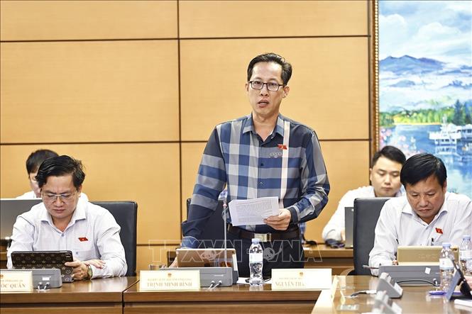 Đại biểu Quốc hội tỉnh Vĩnh Long Trịnh Minh Bình phát biểu. Ảnh: Doãn Tấn - TTXVN