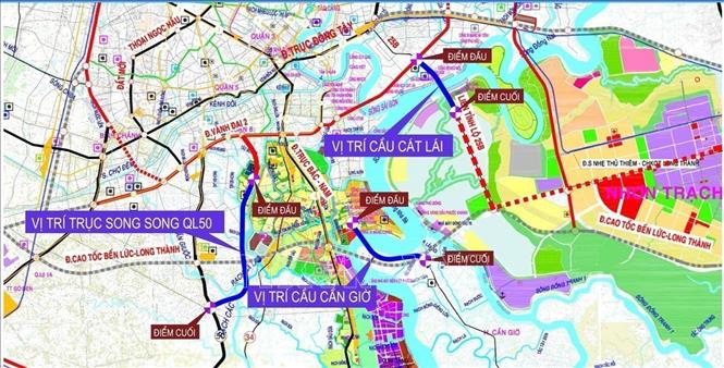 A map of a new bridge to replace the Cat Lai ferry in Nhon Trach district. VNA/Photo by courtesy