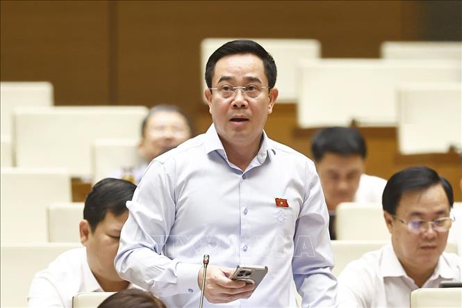 Đại biểu Quốc hội tỉnh Thái Bình Nguyễn Văn Huy phát biểu. Ảnh: Doãn Tấn - TTXVN