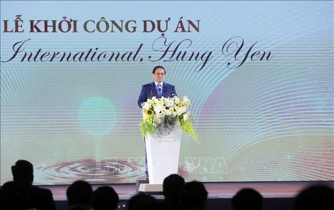 PM Pham Minh Chinh addresses the groundbreaking ceremony. VNA Photo: Phạm Kiên 