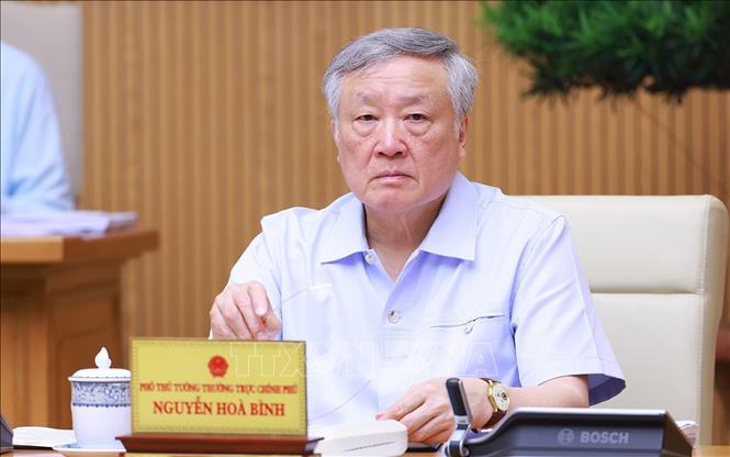 Phó Thủ tướng thường trực Nguyễn Hoà Bình phát biểu. Ảnh: Dương Giang-TTXVN 
