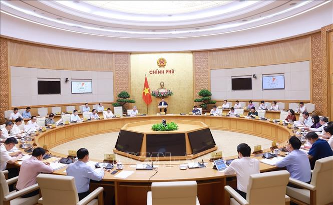 Phiên họp Chính phủ chuyên đề về xây dựng pháp luật tháng 5 năm 2025. Ảnh: Dương Giang-TTXVN 
