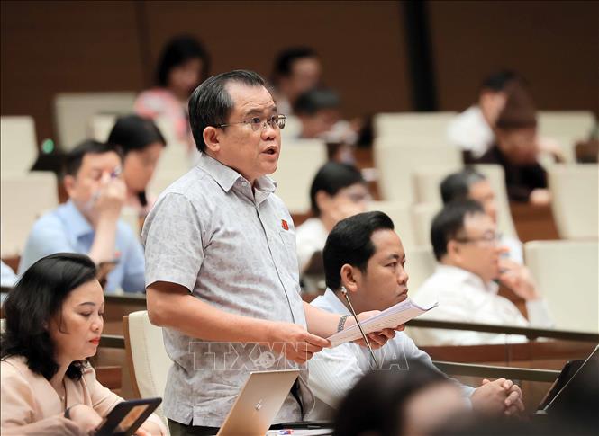 Đại biểu Quốc hội tỉnh Bà Rịa-Vũng Tàu Nguyễn Tâm Hùng phát biểu. Ảnh: An Đăng - TTXVN
