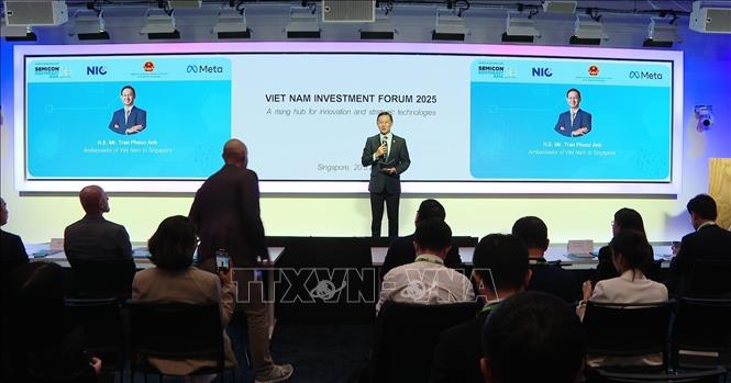 Đại sứ Việt Nam tại Singapore Trần Phước Anh phát biểu tại sự kiện. Ảnh: Tất Đạt - PV TTXVN tại Singapore