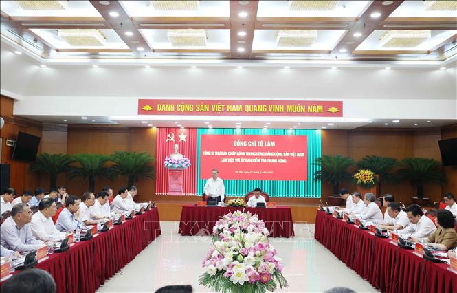 Tổng Bí thư Tô Lâm chủ trì làm việc với Uỷ ban Kiểm tra Trung ương. Ảnh: Thống Nhất - TTXVN