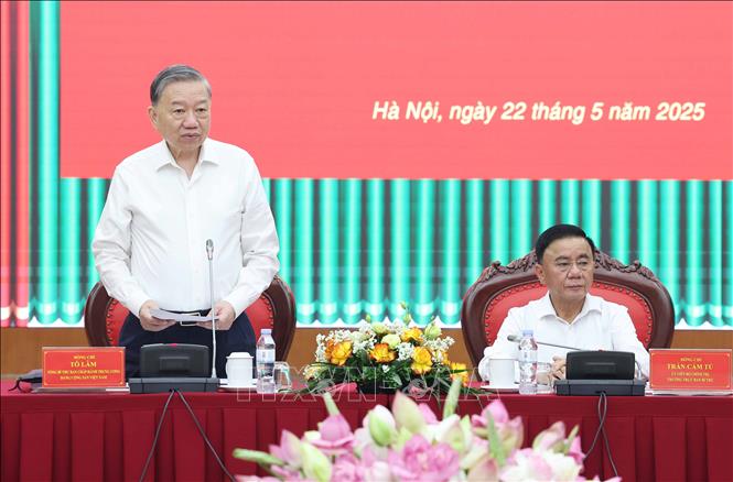 Tổng Bí thư Tô Lâm chủ trì làm việc với Uỷ ban Kiểm tra Trung ương. Ảnh: Thống Nhất - TTXVN