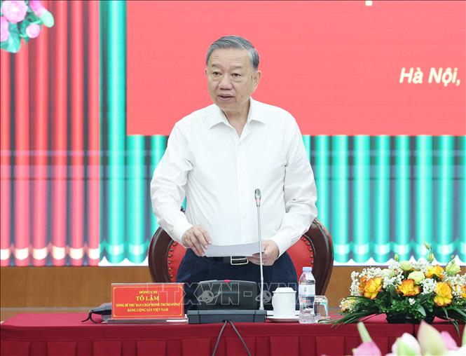 Tổng Bí thư Tô Lâm phát biểu tại buổi làm việc với Uỷ ban Kiểm tra Trung ương. Ảnh: Thống Nhất - TTXVN