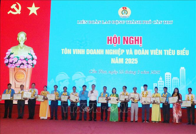Tuyên dương các tập thể tiêu biểu. Ảnh: Ngọc Thiện - TTXVN