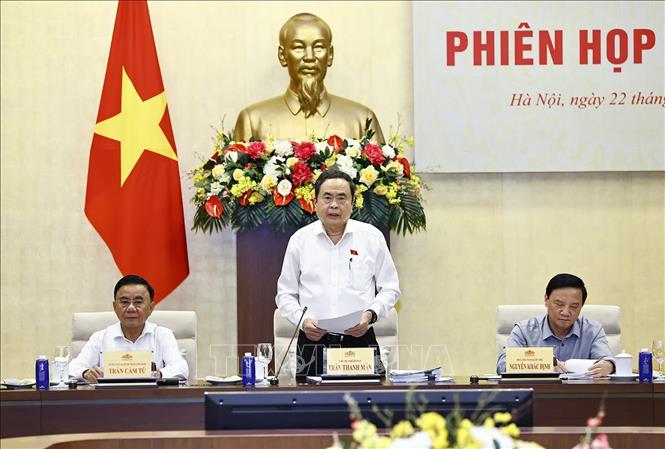Chủ tịch Quốc hội Trần Thanh Mẫn, Chủ tịch Ủy ban dự thảo sửa đổi, bổ sung một số điều của Hiến pháp năm 2013 phát biểu. Ảnh: Doãn Tấn - TTXVN