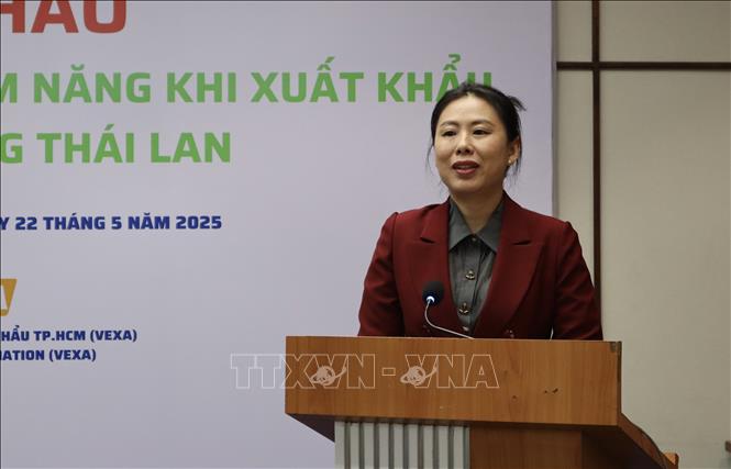 Bà Hồ Thị Quyên, Phó Giám đốc ITPC phát biểu tại hội thảo. Ảnh: Xuân Anh - TTXVN  