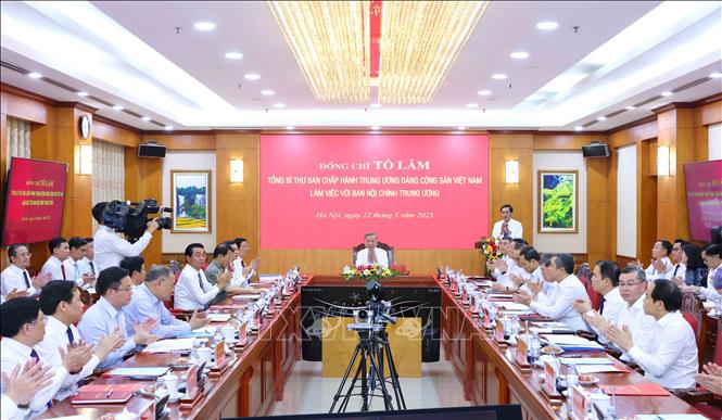 Tổng Bí thư Tô Lâm làm việc với Ban Nội chính Trung ương. Ảnh: Phương Hoa - TTXVN