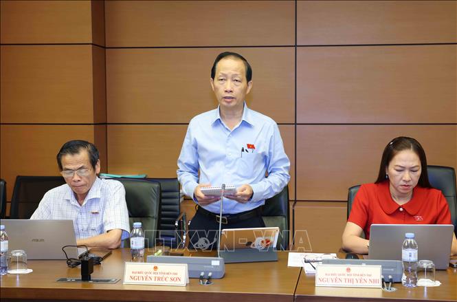 Đại biểu Quốc hội tỉnh Bến Tre Nguyễn Trúc Sơn thảo luận ở tổ. Ảnh: Phương Hoa – TTXVN