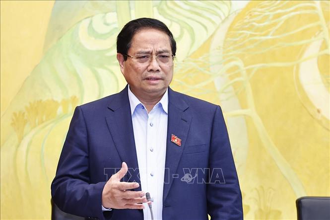 Thủ tướng Phạm Minh Chính, đại biểu Quốc hội TP Cần Thơ phát biểu. Ảnh: Doãn Tấn - TTXVN